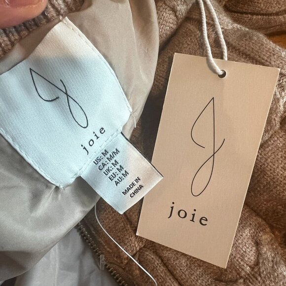 Joie Womens Quilted Knit Puffer Bomber Cable Knit Jacket Full Zip Size MEDIUM in - Picture 9 of 12